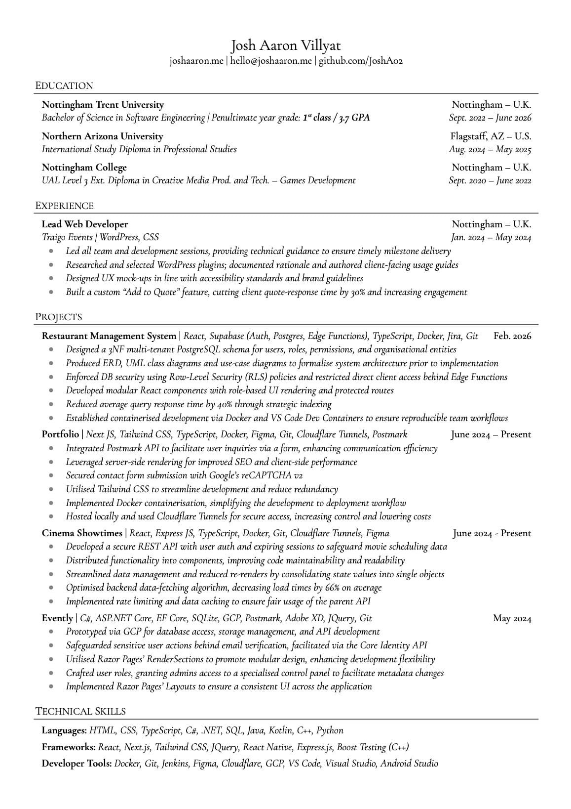 Josh Aaron Villyat's Resume
